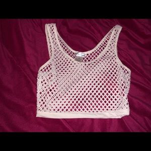 White fishnet top